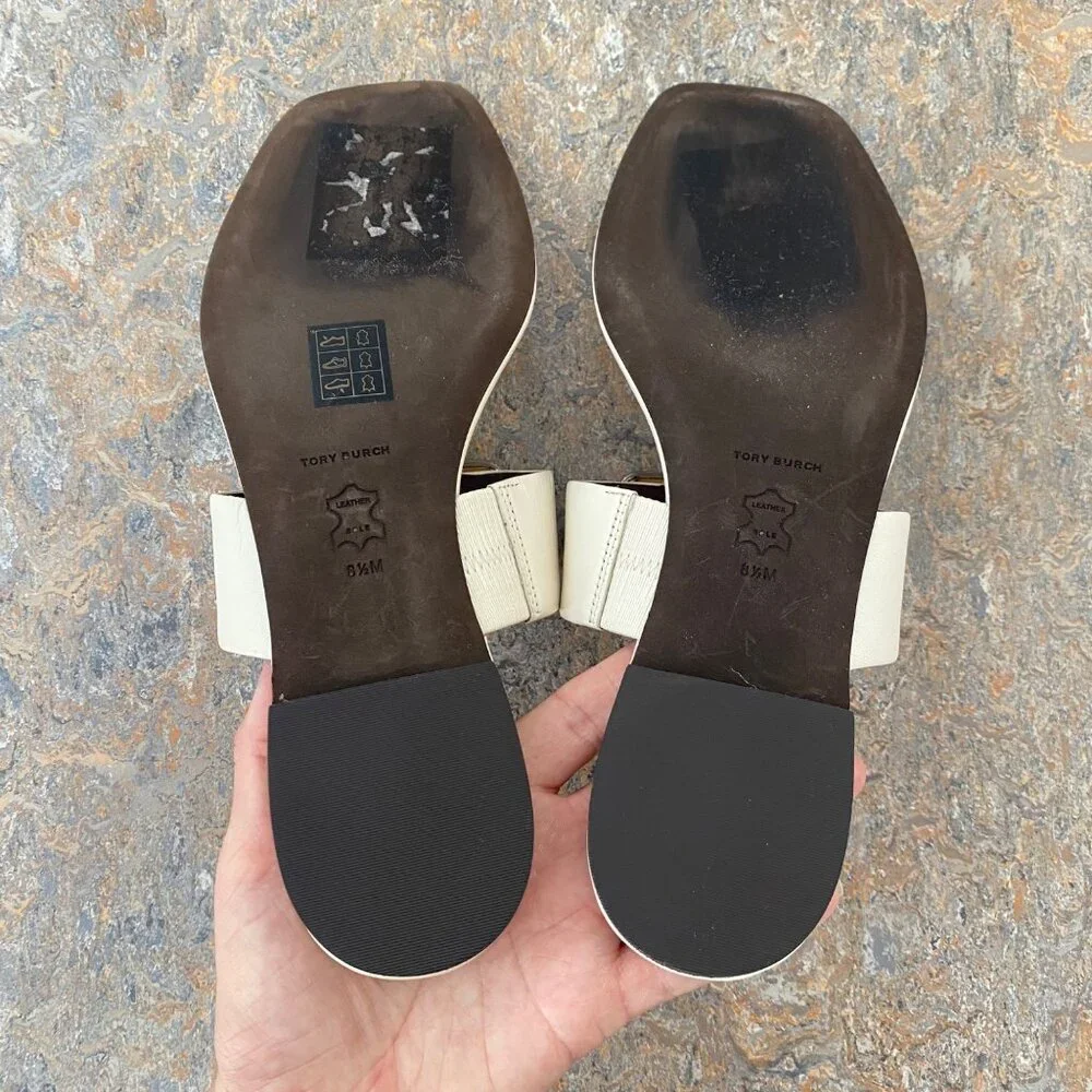 New Tory Burch Georgia Logo Sandals Shoes Ivory